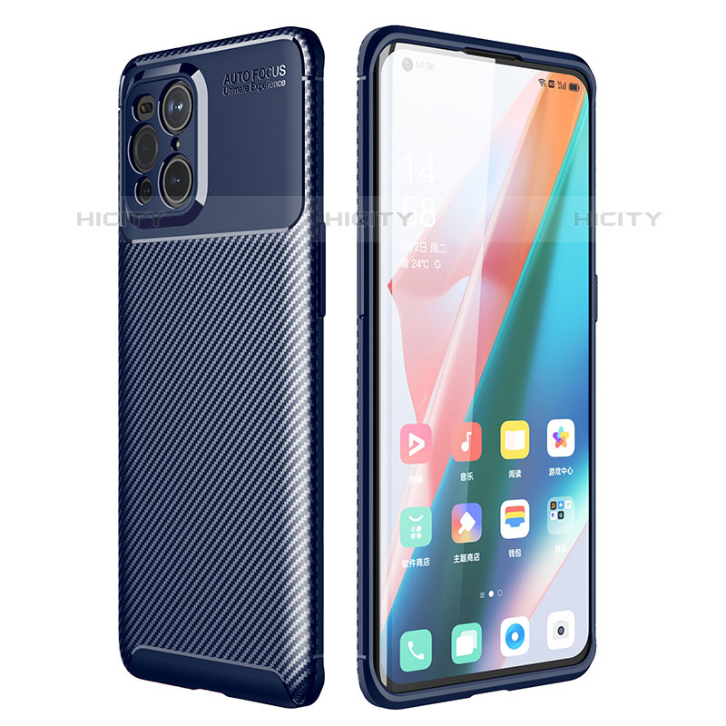 Funda Silicona Carcasa Goma Twill para Oppo Find X3 Pro 5G Azul