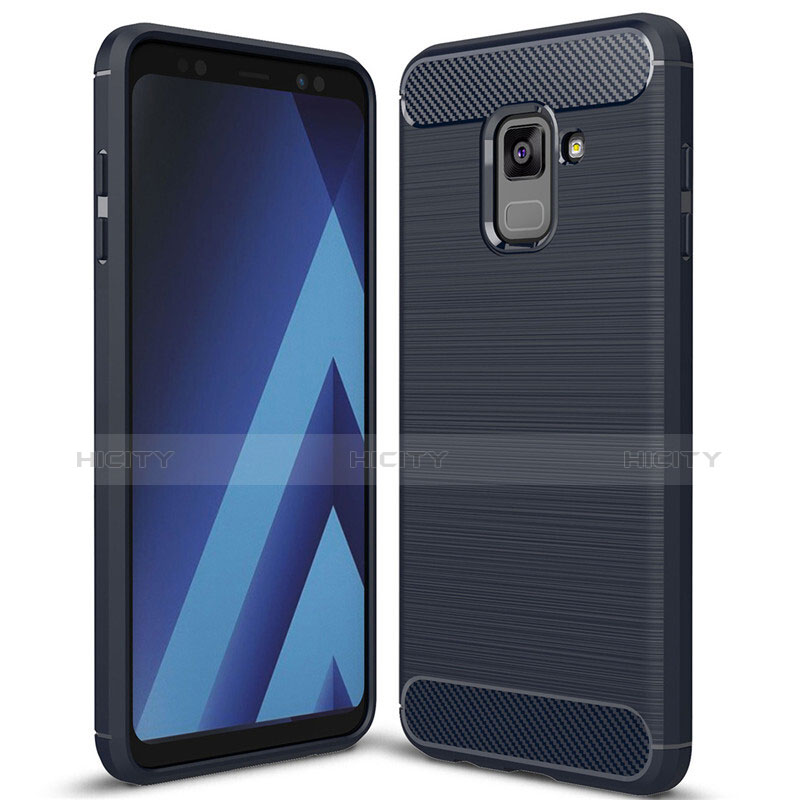 Funda Silicona Carcasa Goma Twill para Samsung Galaxy A8+ A8 Plus (2018) Duos A730F Azul