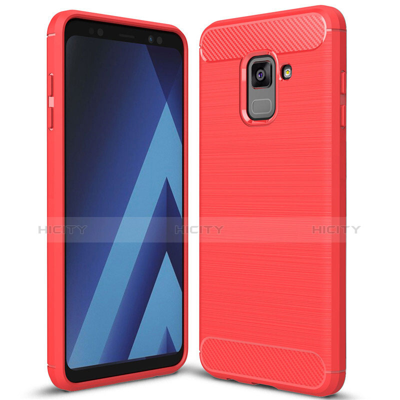 Funda Silicona Carcasa Goma Twill para Samsung Galaxy A8+ A8 Plus (2018) Duos A730F Rojo