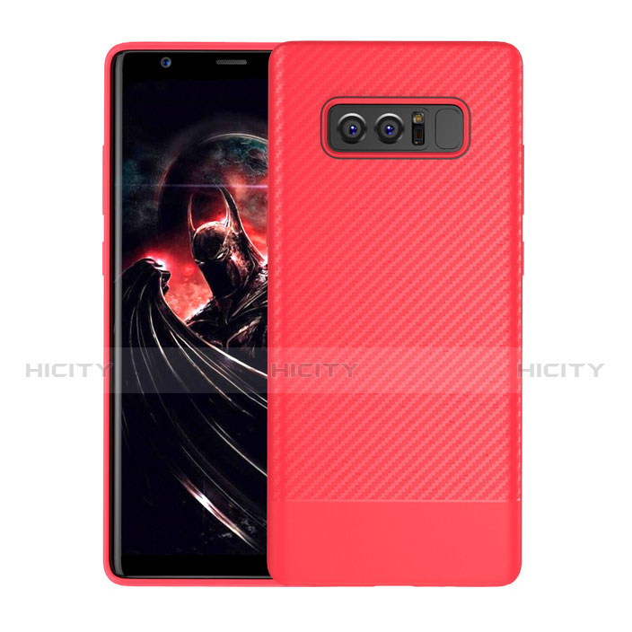 Funda Silicona Carcasa Goma Twill para Samsung Galaxy Note 8 Duos N950F Rojo