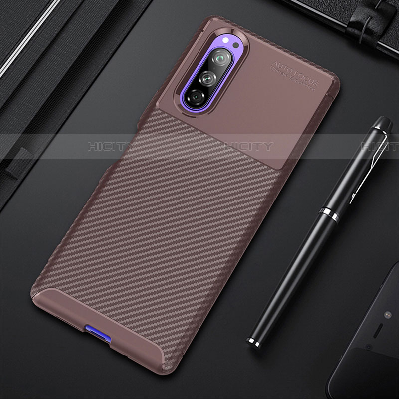 Funda Silicona Carcasa Goma Twill para Sony Xperia 5 Marron