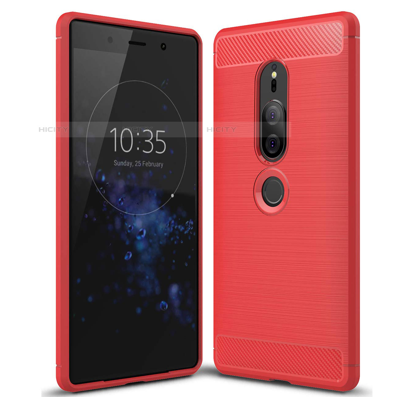 Funda Silicona Carcasa Goma Twill para Sony Xperia XZ2 Premium Rojo