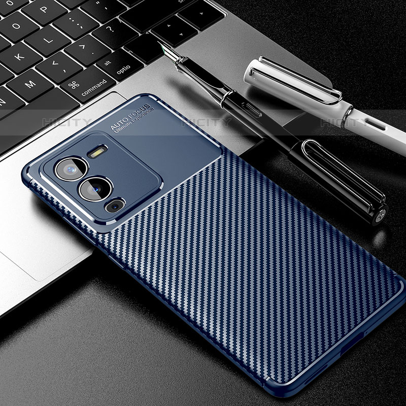 Funda Silicona Carcasa Goma Twill para Vivo V25 Pro 5G Azul