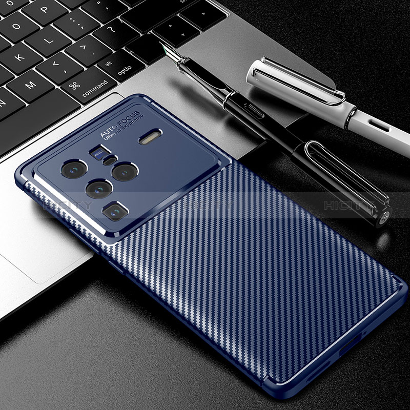 Funda Silicona Carcasa Goma Twill para Vivo X80 Pro 5G Azul