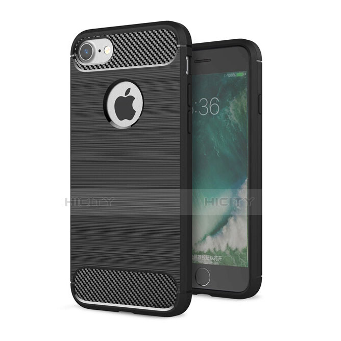 Funda Silicona Carcasa Goma Twill S01 para Apple iPhone 7 Negro