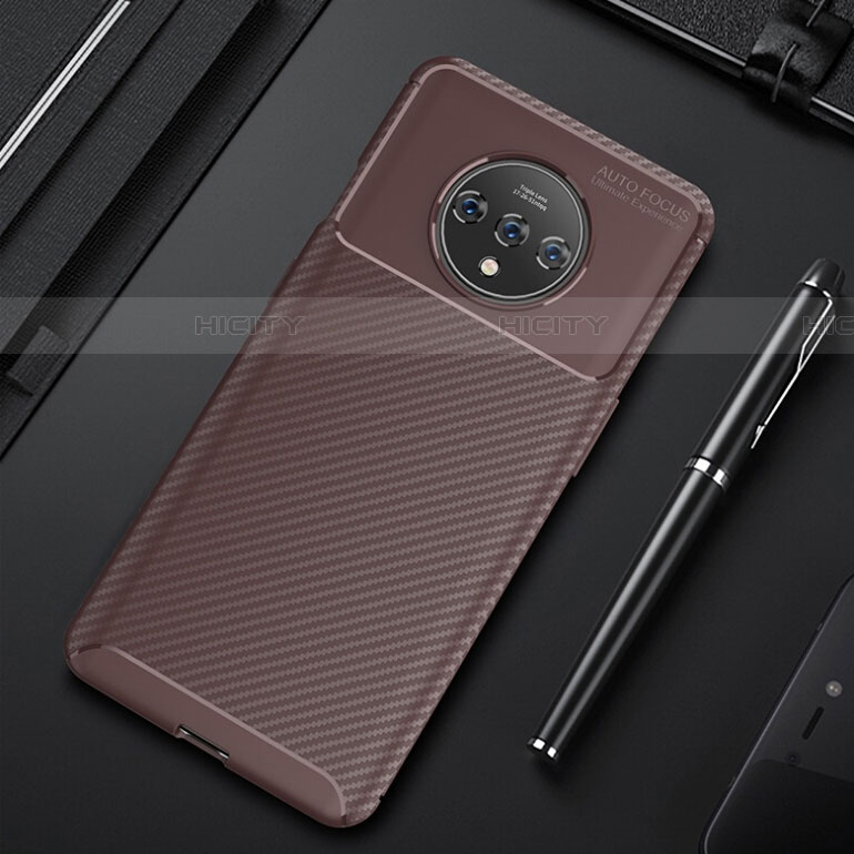 Funda Silicona Carcasa Goma Twill Y01 para OnePlus 7T Marron