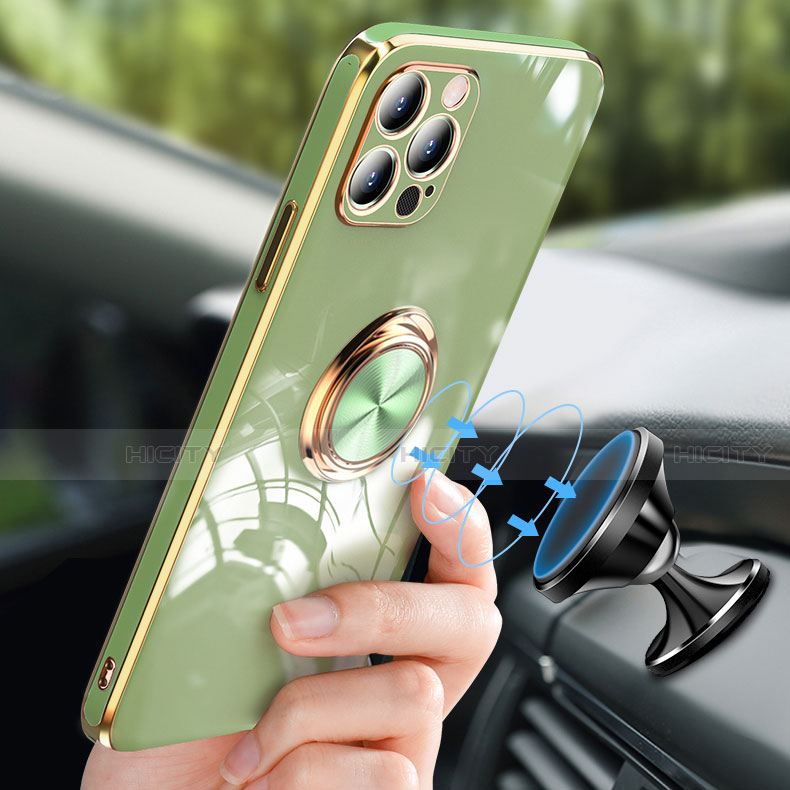 Funda Silicona Carcasa Ultrafina Goma con Anillo de dedo Soporte para Apple iPhone 16 Pro