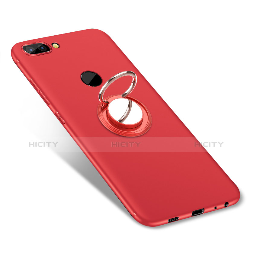 Funda Silicona Carcasa Ultrafina Goma con Anillo de dedo Soporte para Huawei Enjoy 7S Rojo