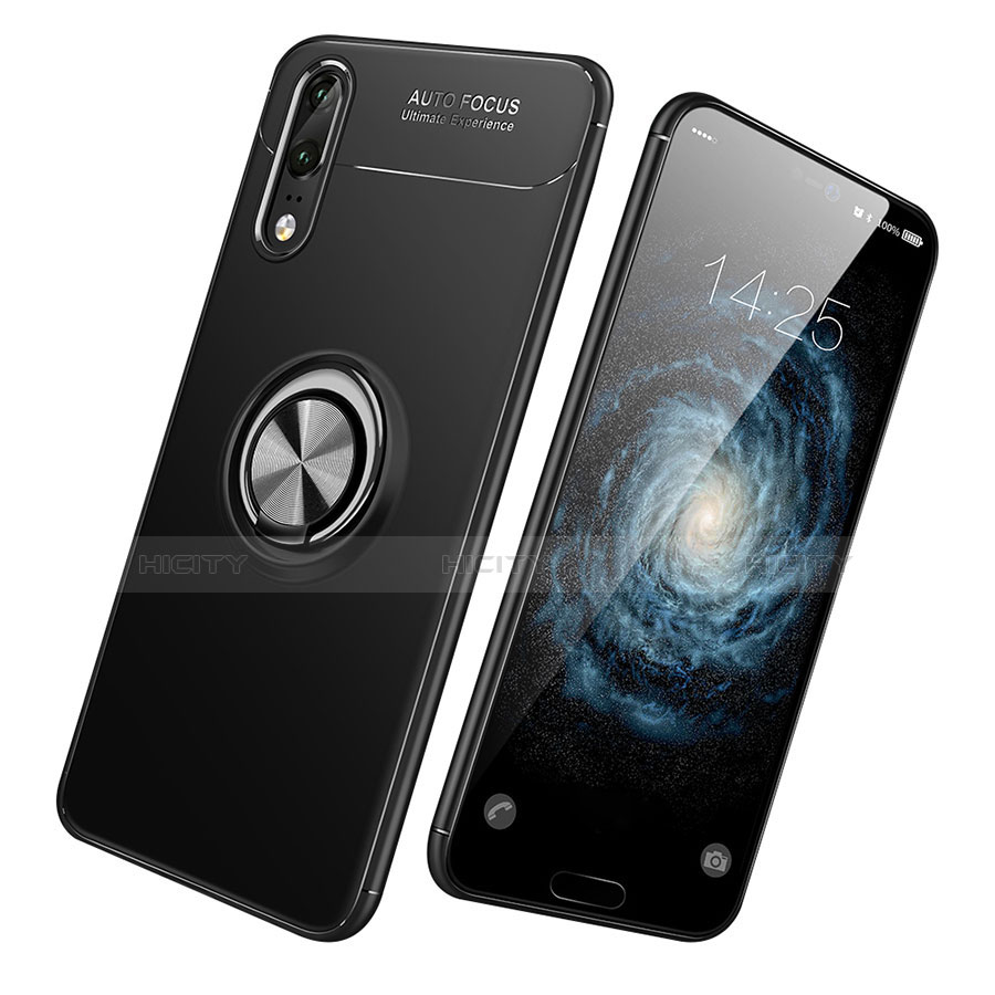 Funda Silicona Carcasa Ultrafina Goma con Anillo de dedo Soporte para Huawei P20