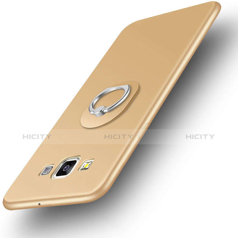 Funda Silicona Carcasa Ultrafina Goma con Anillo de dedo Soporte para Samsung Galaxy A3 SM-300F Oro