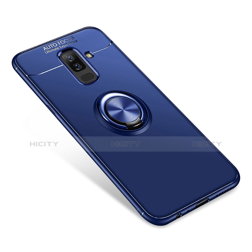 Funda Silicona Carcasa Ultrafina Goma con Anillo de dedo Soporte para Samsung Galaxy A6 Plus (2018) Azul