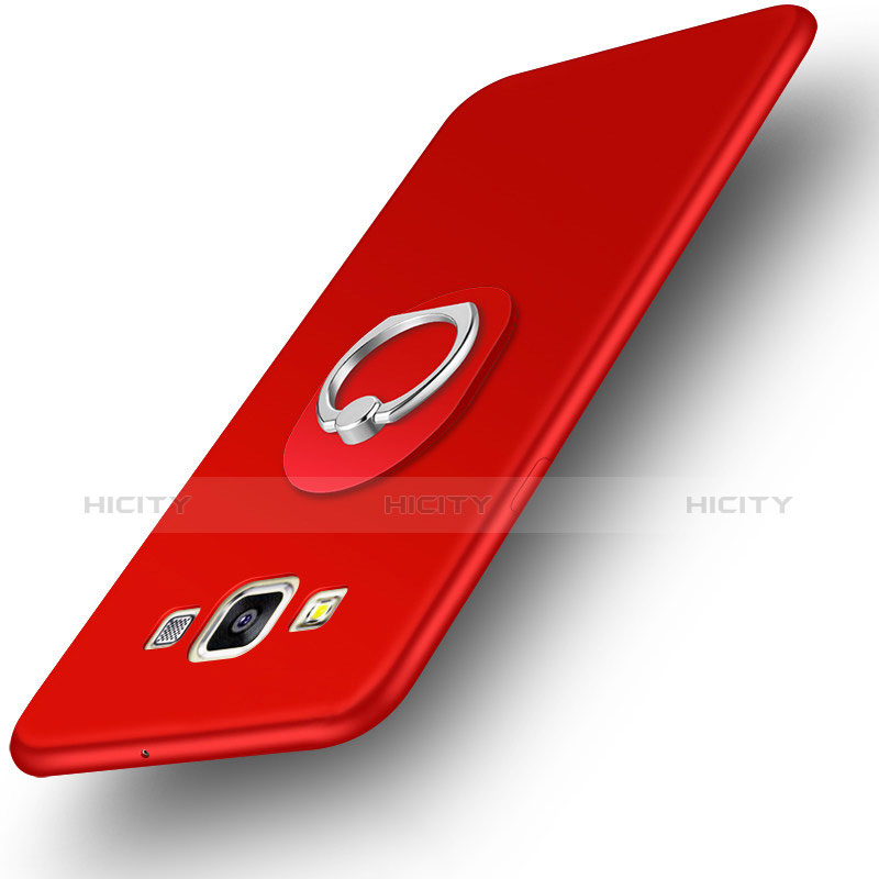 Funda Silicona Carcasa Ultrafina Goma con Anillo de dedo Soporte para Samsung Galaxy DS A300G A300H A300M Rojo