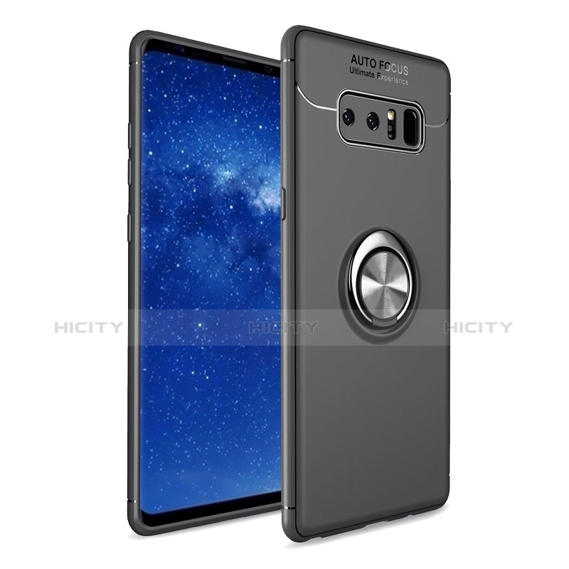 Funda Silicona Carcasa Ultrafina Goma con Anillo de dedo Soporte para Samsung Galaxy Note 8 Negro