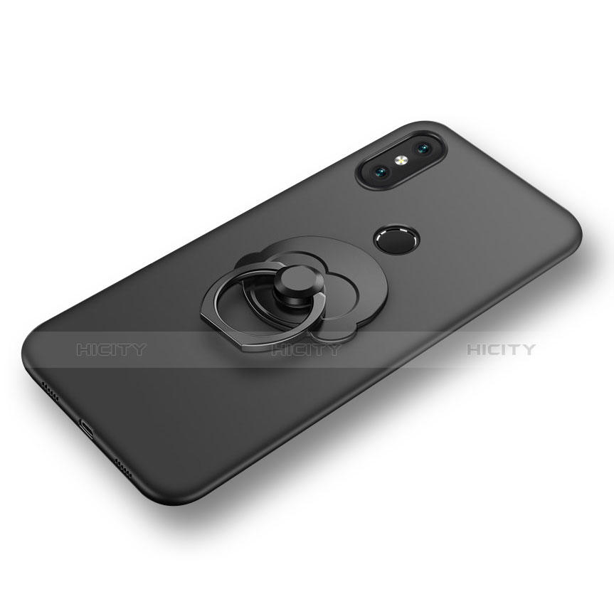 Funda Silicona Carcasa Ultrafina Goma con Anillo de dedo Soporte para Xiaomi Mi 8 SE Negro