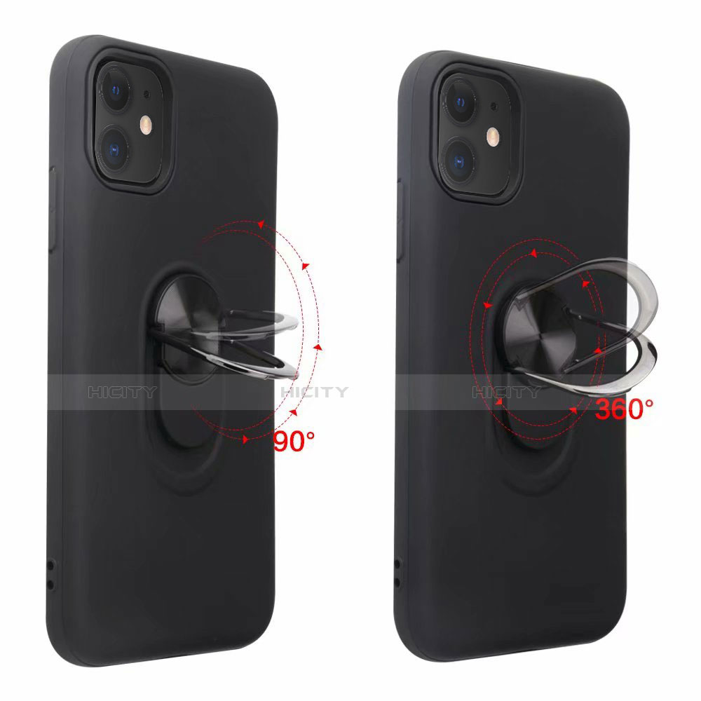 Funda Silicona Carcasa Ultrafina Goma con Magnetico Anillo de dedo Soporte A01 para Apple iPhone 11