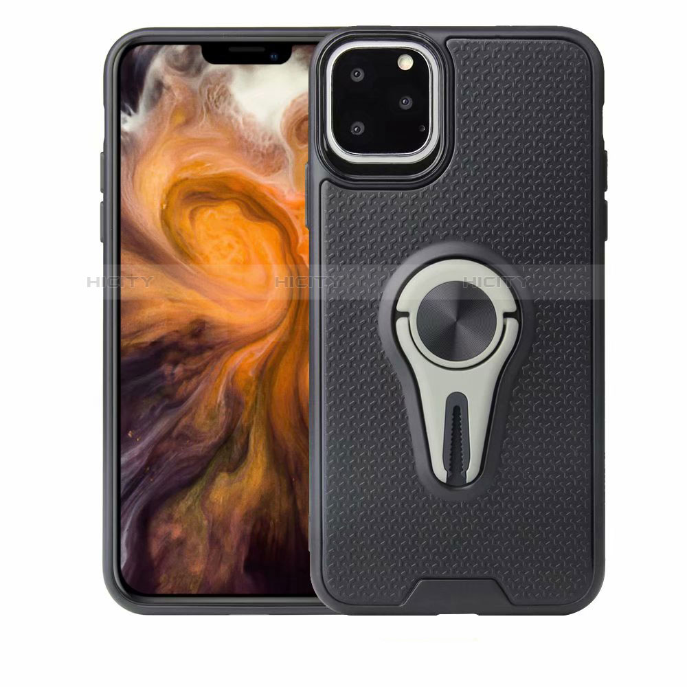 Funda Silicona Carcasa Ultrafina Goma con Magnetico Anillo de dedo Soporte A01 para Apple iPhone 11 Pro