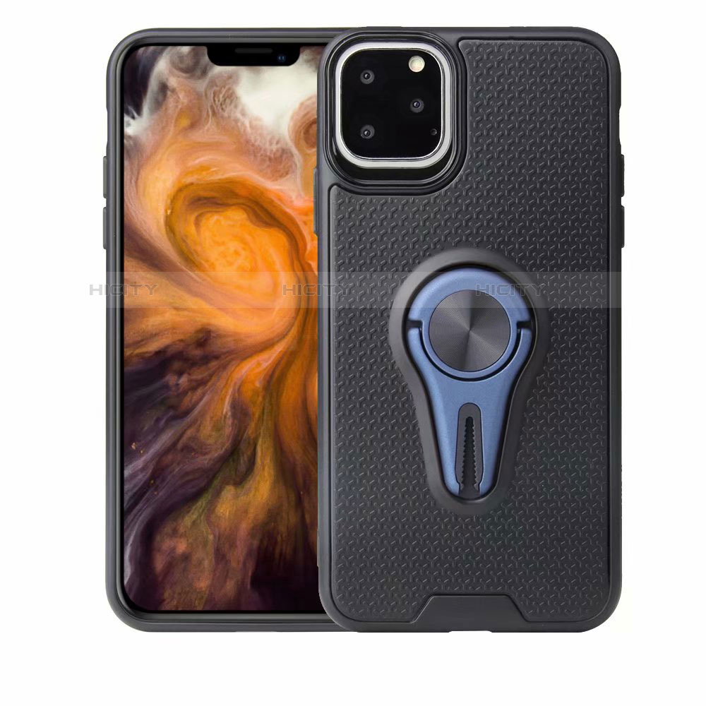 Funda Silicona Carcasa Ultrafina Goma con Magnetico Anillo de dedo Soporte A01 para Apple iPhone 11 Pro