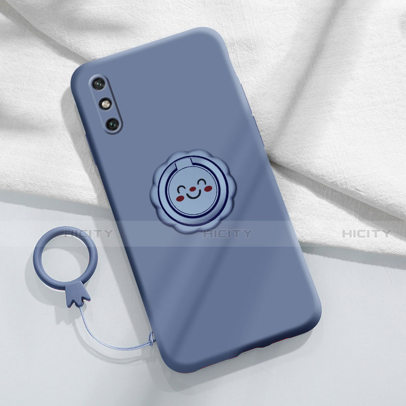 Funda Silicona Carcasa Ultrafina Goma con Magnetico Anillo de dedo Soporte A01 para Huawei Enjoy 10e