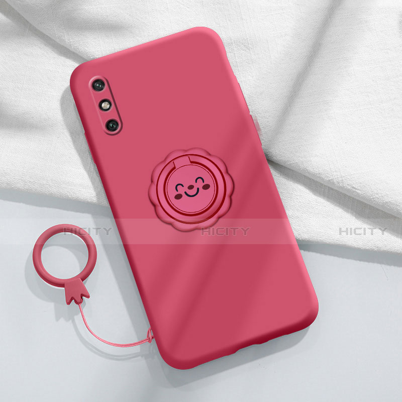 Funda Silicona Carcasa Ultrafina Goma con Magnetico Anillo de dedo Soporte A01 para Huawei Enjoy 10e