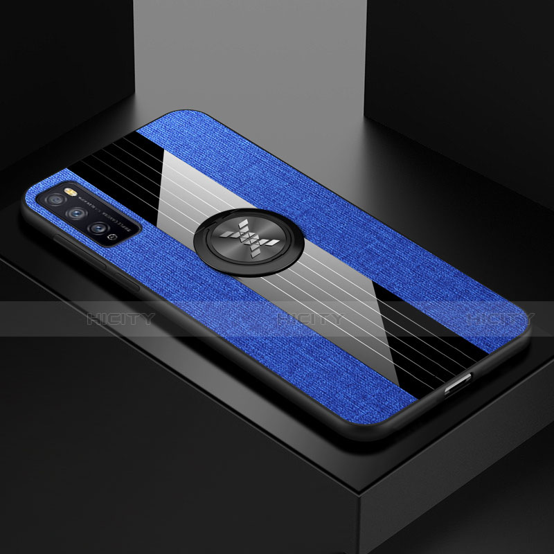 Funda Silicona Carcasa Ultrafina Goma con Magnetico Anillo de dedo Soporte A01 para Huawei Enjoy 20 Pro 5G Azul