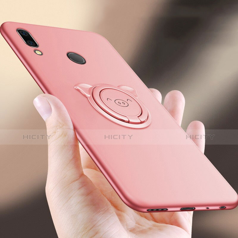 Funda Silicona Carcasa Ultrafina Goma con Magnetico Anillo de dedo Soporte A01 para Huawei Honor 10 Lite