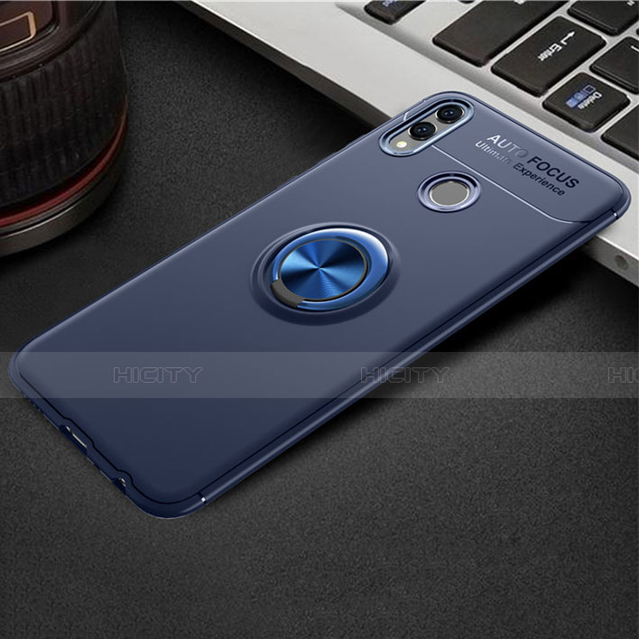 Funda Silicona Carcasa Ultrafina Goma con Magnetico Anillo de dedo Soporte A01 para Huawei Honor V10 Lite Azul