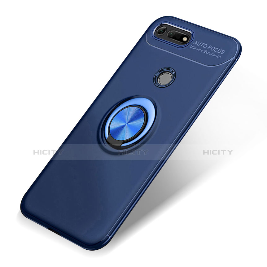 Funda Silicona Carcasa Ultrafina Goma con Magnetico Anillo de dedo Soporte A01 para Huawei Honor V20 Azul