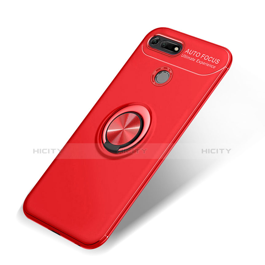 Funda Silicona Carcasa Ultrafina Goma con Magnetico Anillo de dedo Soporte A01 para Huawei Honor View 20 Rojo