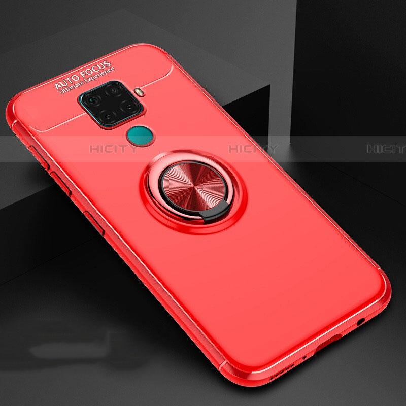 Funda Silicona Carcasa Ultrafina Goma con Magnetico Anillo de dedo Soporte A01 para Huawei Mate 30 Lite Rojo