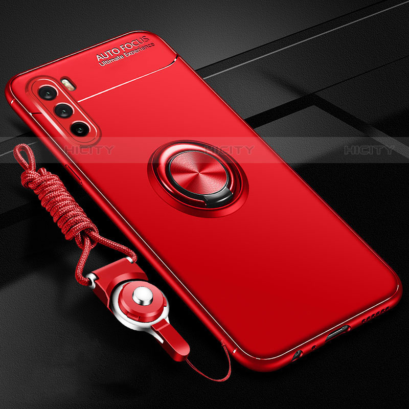 Funda Silicona Carcasa Ultrafina Goma con Magnetico Anillo de dedo Soporte A01 para Huawei Mate 40 Lite 5G Rojo