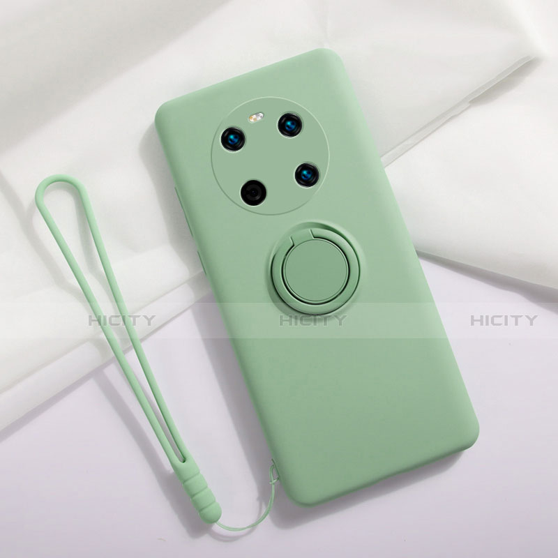 Funda Silicona Carcasa Ultrafina Goma con Magnetico Anillo de dedo Soporte A01 para Huawei Mate 40 Menta Verde