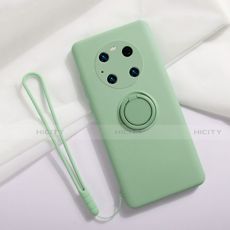 Funda Silicona Carcasa Ultrafina Goma con Magnetico Anillo de dedo Soporte A01 para Huawei Mate 40 Pro Menta Verde