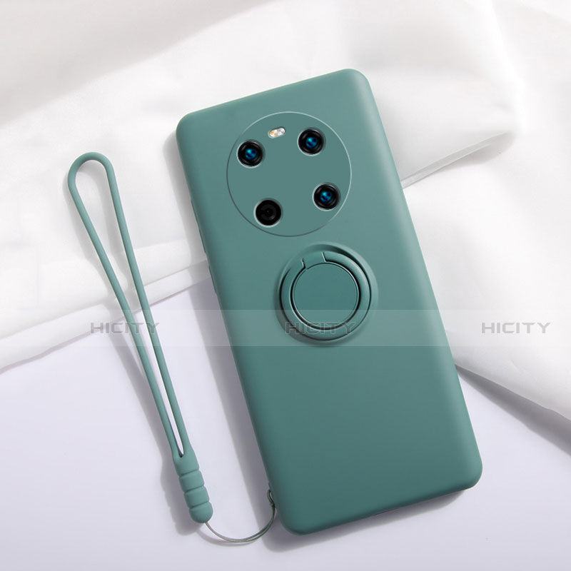 Funda Silicona Carcasa Ultrafina Goma con Magnetico Anillo de dedo Soporte A01 para Huawei Mate 40E 5G Verde