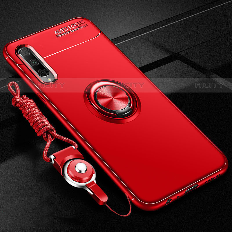 Funda Silicona Carcasa Ultrafina Goma con Magnetico Anillo de dedo Soporte A01 para Huawei P Smart Pro (2019) Rojo