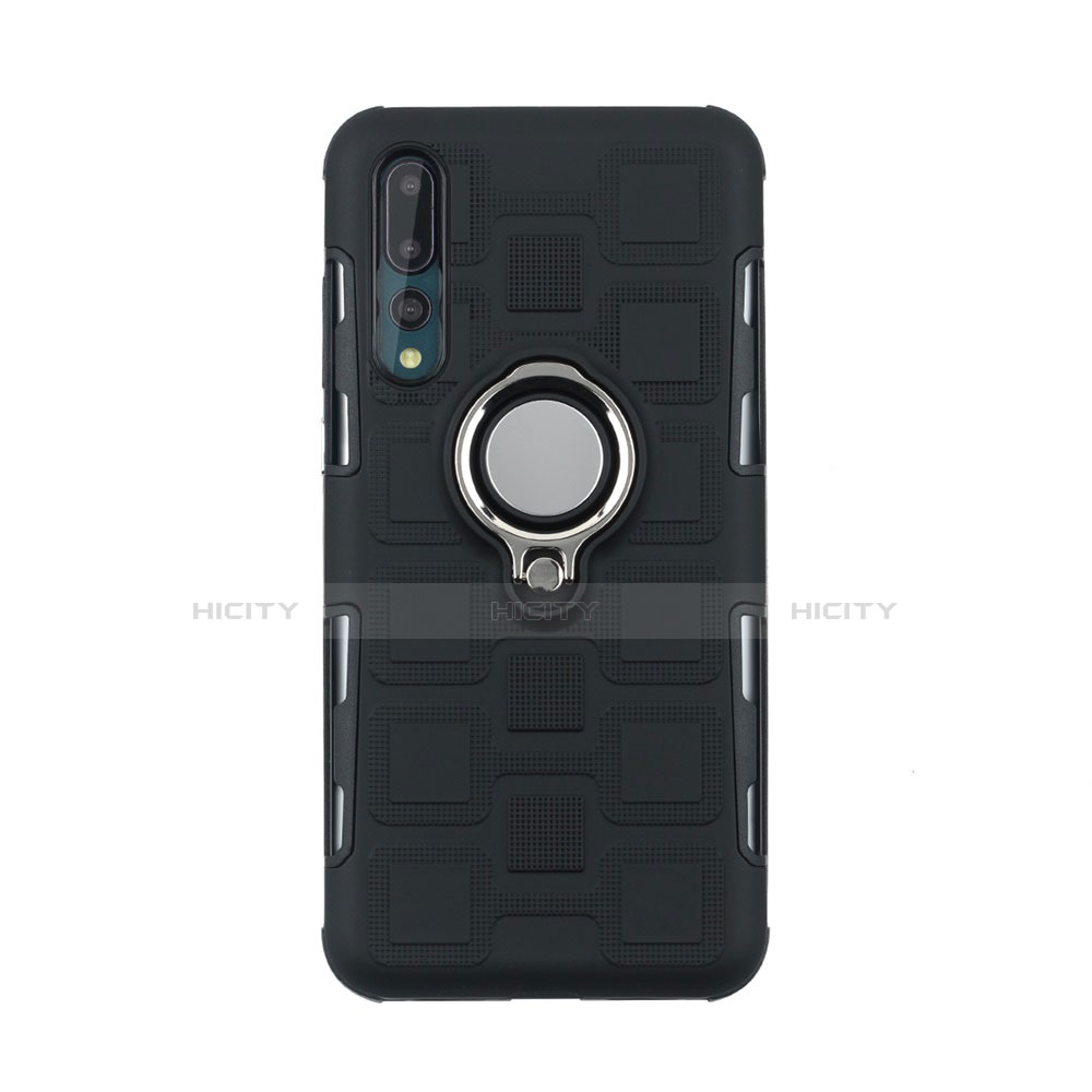 Funda Silicona Carcasa Ultrafina Goma con Magnetico Anillo de dedo Soporte A01 para Huawei P20 Pro