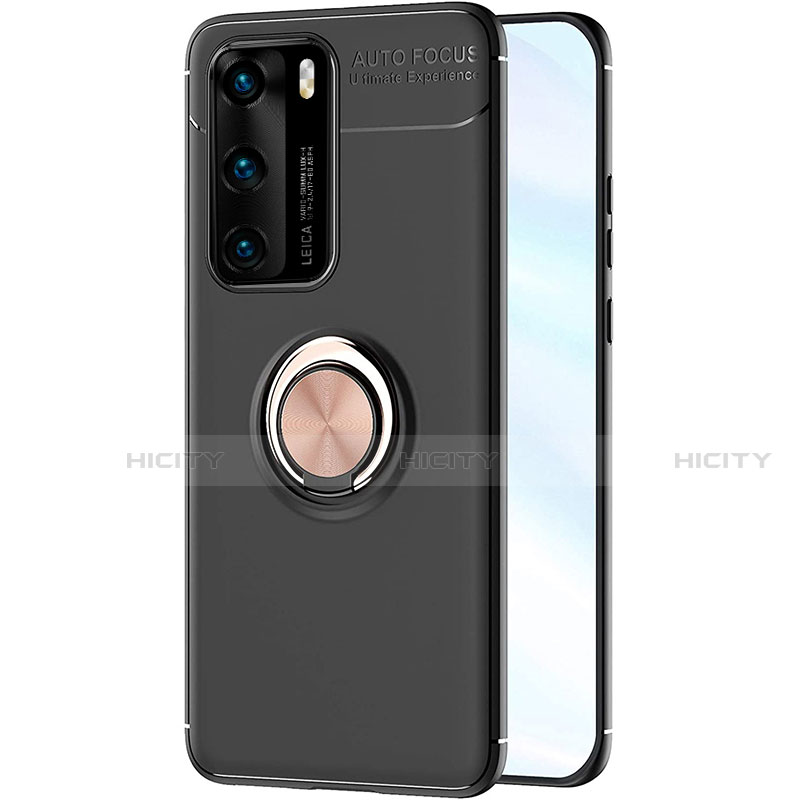 Funda Silicona Carcasa Ultrafina Goma con Magnetico Anillo de dedo Soporte A01 para Huawei P40