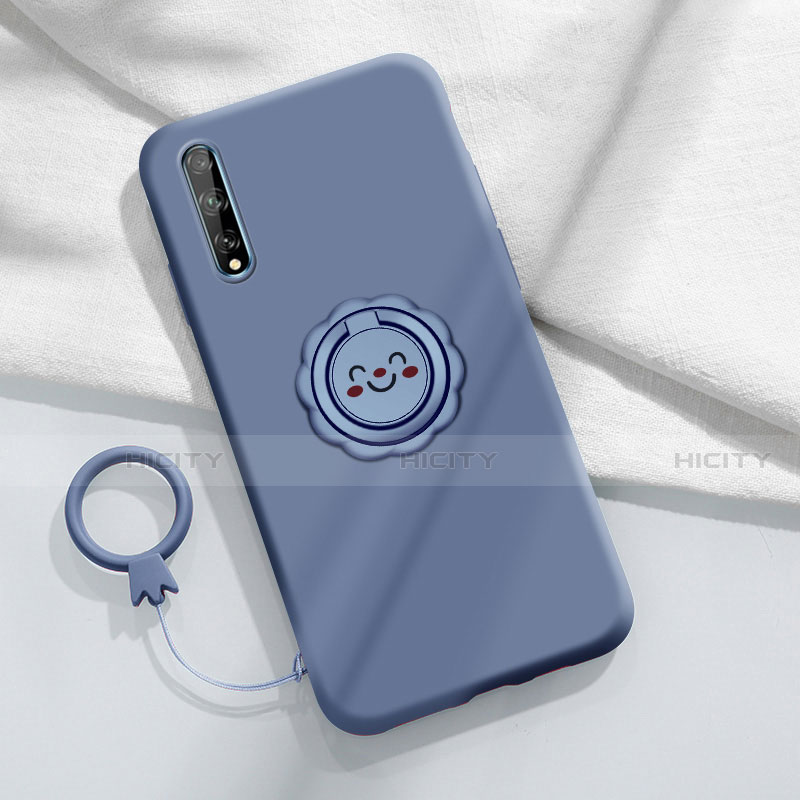 Funda Silicona Carcasa Ultrafina Goma con Magnetico Anillo de dedo Soporte A01 para Huawei Y8p