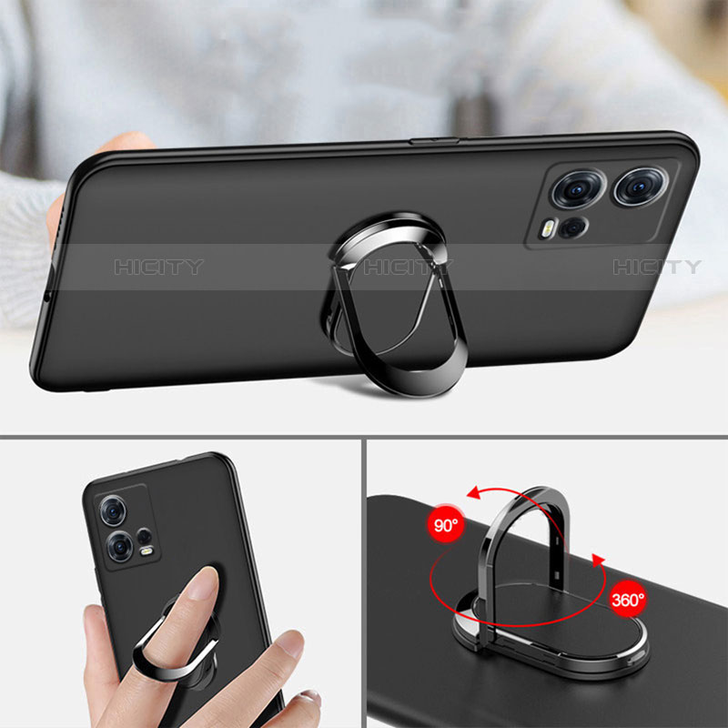 Funda Silicona Carcasa Ultrafina Goma con Magnetico Anillo de dedo Soporte A01 para Motorola Moto S30 Pro 5G Negro