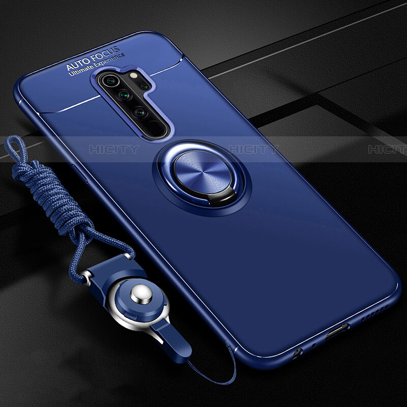 Funda Silicona Carcasa Ultrafina Goma con Magnetico Anillo de dedo Soporte A01 para Oppo A11X Azul