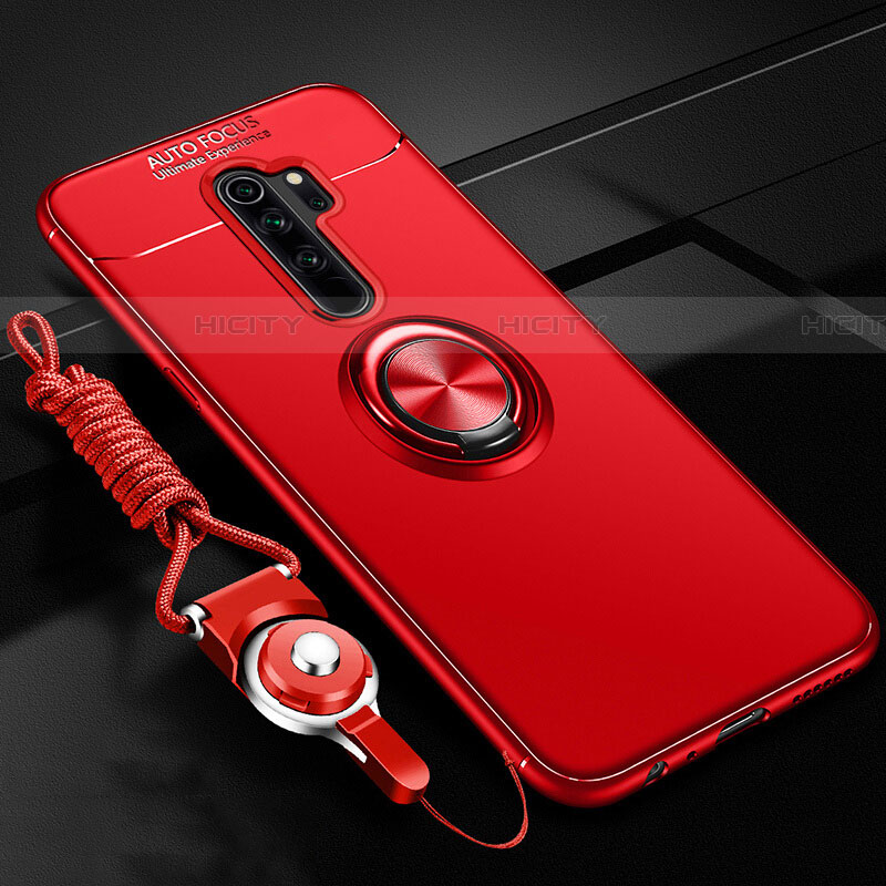 Funda Silicona Carcasa Ultrafina Goma con Magnetico Anillo de dedo Soporte A01 para Oppo A11X Rojo