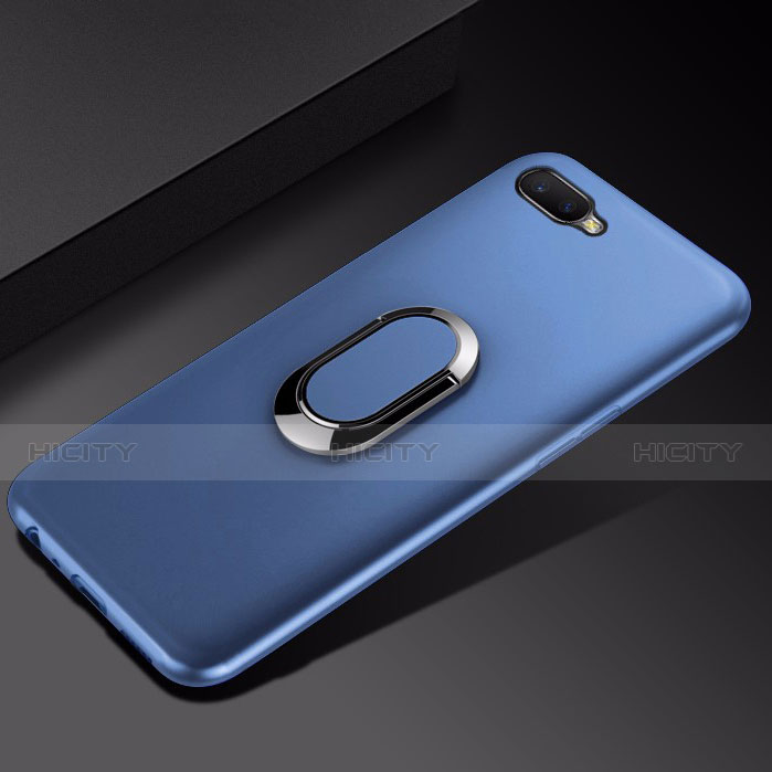 Funda Silicona Carcasa Ultrafina Goma con Magnetico Anillo de dedo Soporte A01 para Oppo K1 Azul