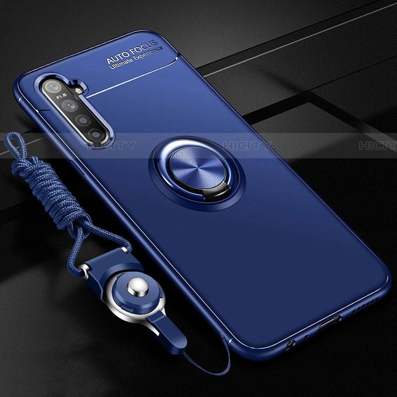 Funda Silicona Carcasa Ultrafina Goma con Magnetico Anillo de dedo Soporte A01 para Oppo K5 Azul