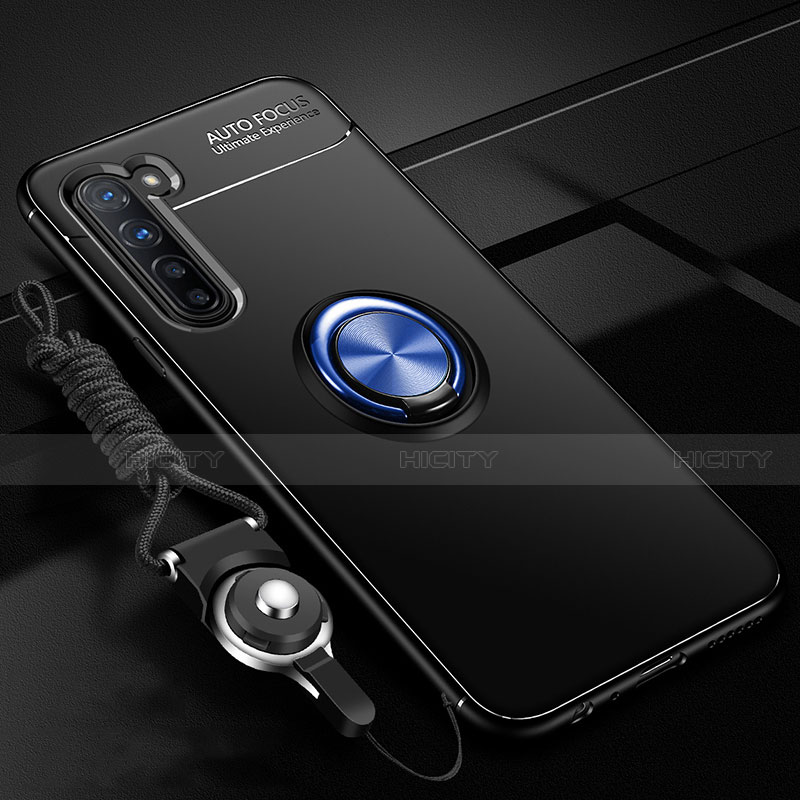 Funda Silicona Carcasa Ultrafina Goma con Magnetico Anillo de dedo Soporte A01 para Oppo K7 5G Azul y Negro