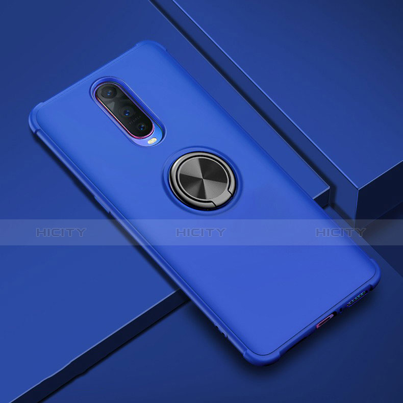 Funda Silicona Carcasa Ultrafina Goma con Magnetico Anillo de dedo Soporte A01 para Oppo R17 Pro Azul