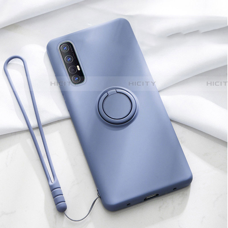 Funda Silicona Carcasa Ultrafina Goma con Magnetico Anillo de dedo Soporte A01 para Oppo Reno3 Pro