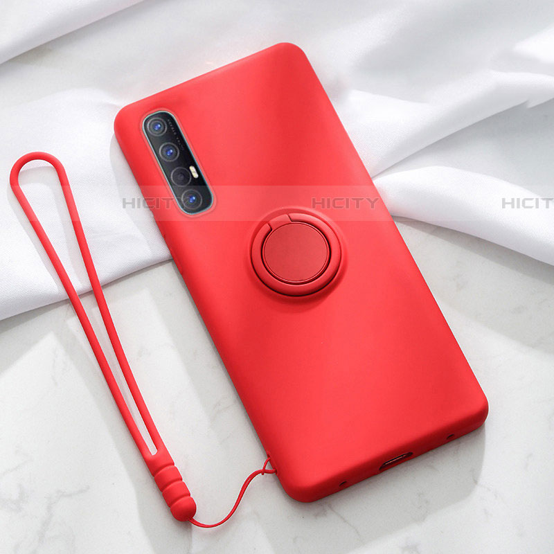 Funda Silicona Carcasa Ultrafina Goma con Magnetico Anillo de dedo Soporte A01 para Oppo Reno3 Pro