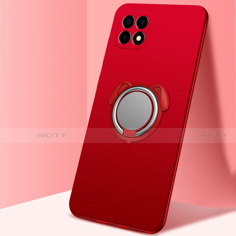 Funda Silicona Carcasa Ultrafina Goma con Magnetico Anillo de dedo Soporte A01 para Oppo Reno4 SE 5G Rojo