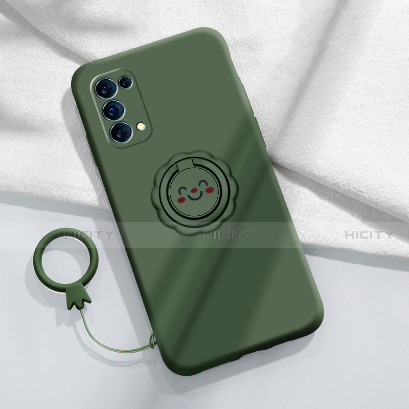 Funda Silicona Carcasa Ultrafina Goma con Magnetico Anillo de dedo Soporte A01 para Oppo Reno5 Pro 5G