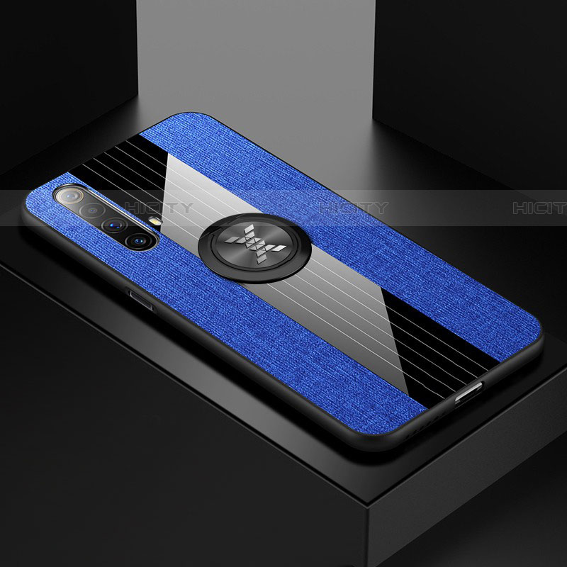 Funda Silicona Carcasa Ultrafina Goma con Magnetico Anillo de dedo Soporte A01 para Realme X50 5G Azul