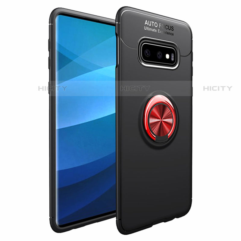 Funda Silicona Carcasa Ultrafina Goma con Magnetico Anillo de dedo Soporte A01 para Samsung Galaxy S10 5G Rojo y Negro